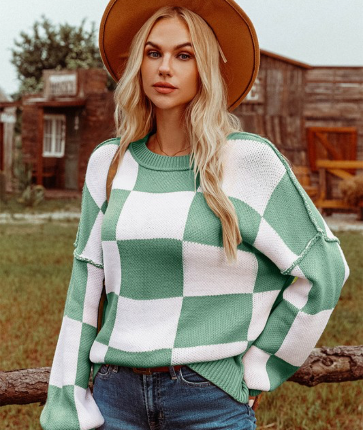 Green Checkered Sweater